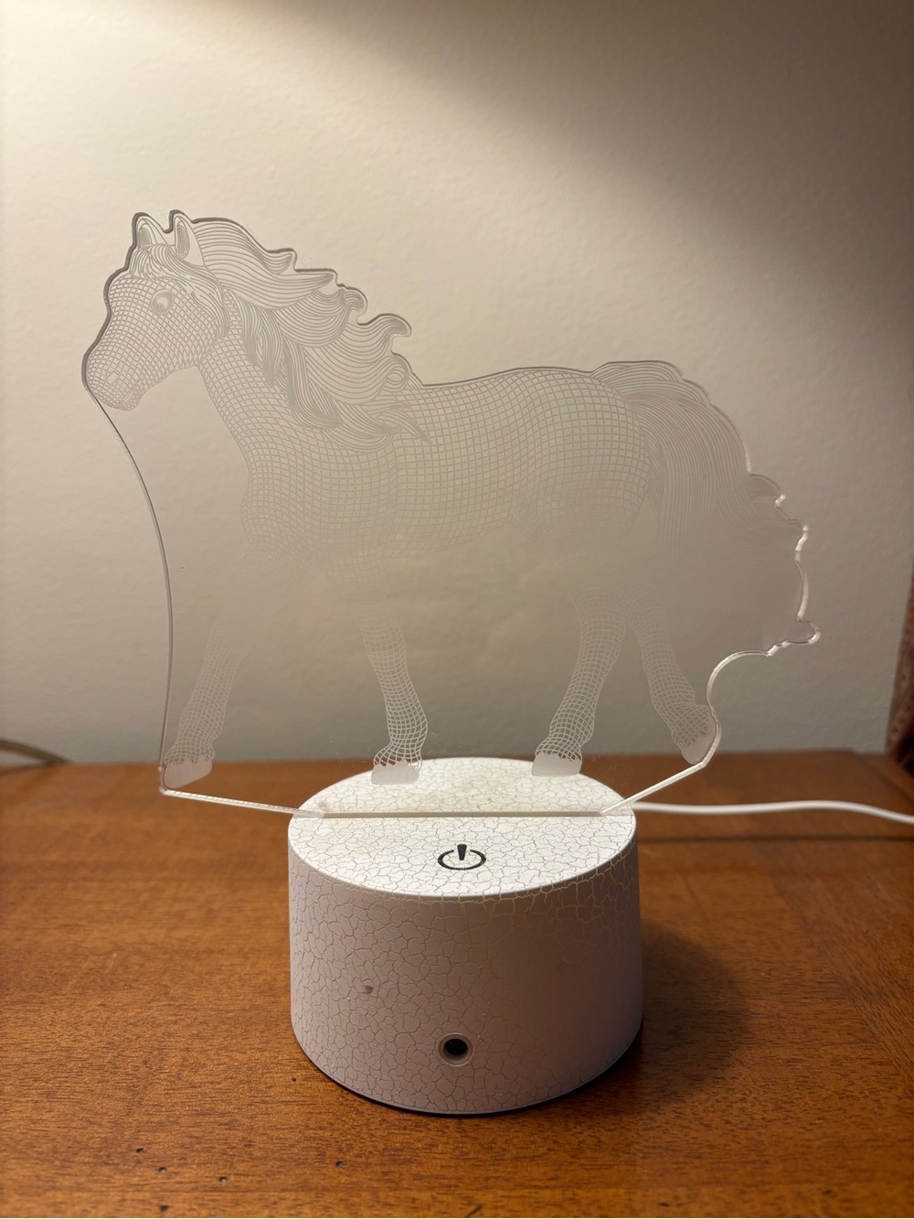 Acrylic Horse LED Night Light - White Base